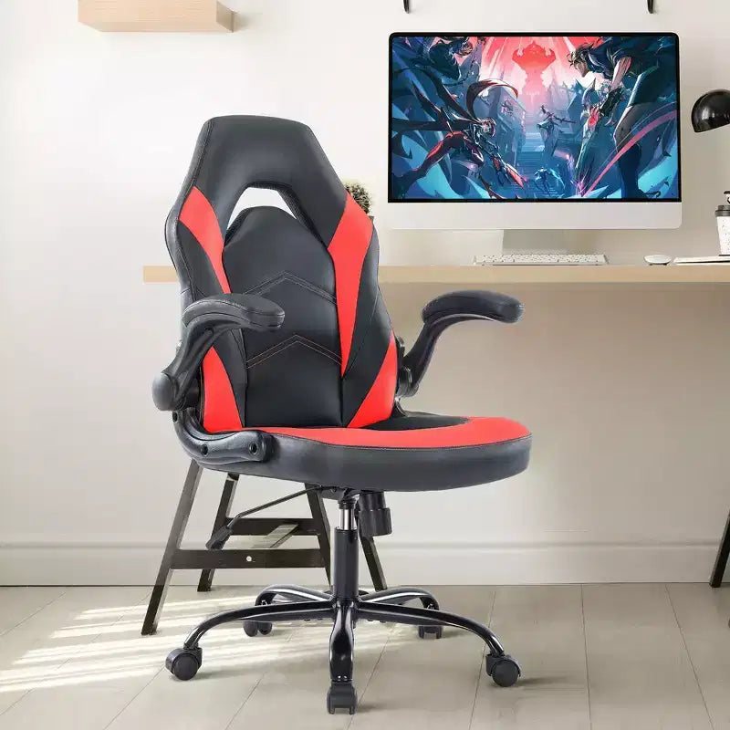 Chaise de jeu ultime JIONJOY : ergonomique, en cuir PU, chaise de bureau de direction avec accoudoirs relevables