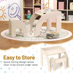 Ensemble Table et 2 Chaises Enfants, Meuble En Bois Massif, Bureau pour Enfant, Hauteur Appropriée, Naturel/Blanc