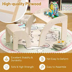 Ensemble Table et 2 Chaises Enfants, Meuble En Bois Massif, Bureau pour Enfant, Hauteur Appropriée, Naturel/Blanc