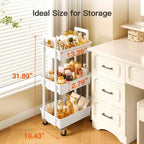 Pipishell Chariot de rangement à roulettes 3 niveaux – Chariot de rangement léger en plastique avec roues verrouillables et poignée pour chambre de bébé, cuisine, salle de bain, salle d'artisanat