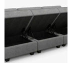 Canapé-lit modulaire Belffin Terry avec siège de rangement (9 places + 7 accoudoirs)