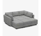 Canapé-lit modulaire Belffin Terry avec siège de rangement (9 places + 7 accoudoirs)
