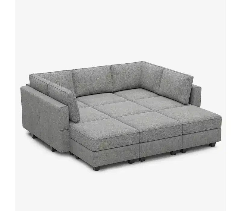 Canapé-lit modulaire Belffin Terry avec siège de rangement (9 places + 7 accoudoirs)