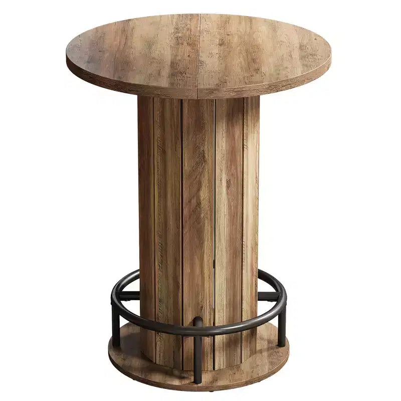 Table de bistrot ronde MAYEERTY 31 avec repose-pieds, table de salle à manger/café/cocktail hauteur comptoir (Table uniquement)