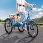VEVOR Tricycle pliant adulte, Tricycle pliant adulte 24 pouces 7 vitesses, Vélo à 3 roues en acier au carbone avec panier et siège réglable