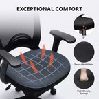 Chaise de bureau ergonomique en maille, capacité 150 kg, fauteuil de bureau avec support lombaire intégré, assise en mousse haute densité, piétement cinq branches