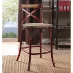 Chaise de bar en métal et bois avec dossier en X