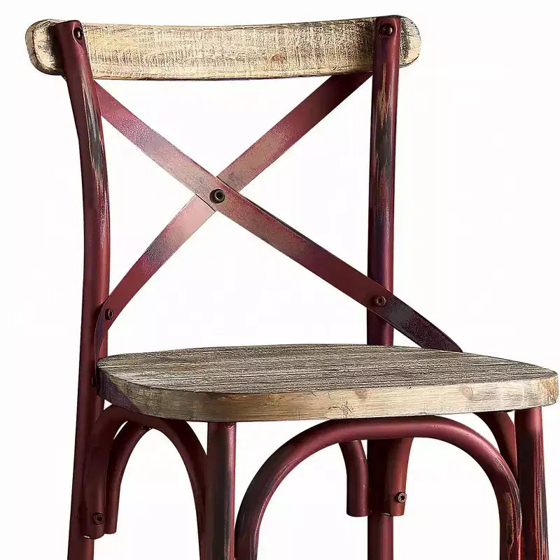 Chaise de bar en métal et bois avec dossier en X