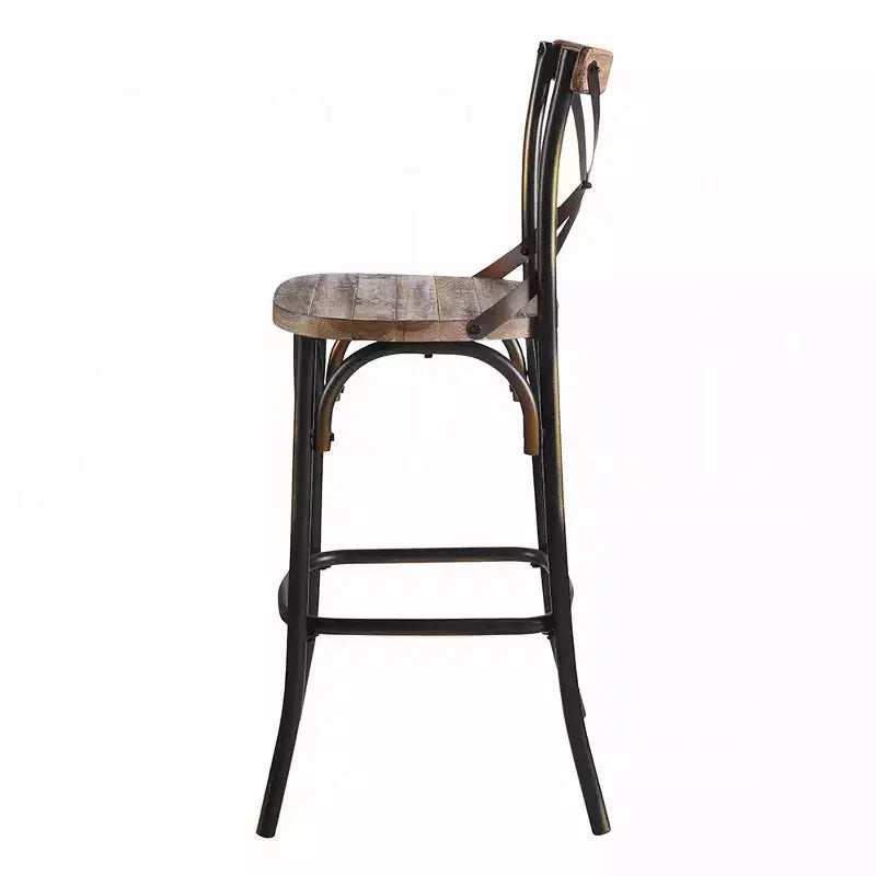 Chaise de bar en métal et bois avec dossier en X
