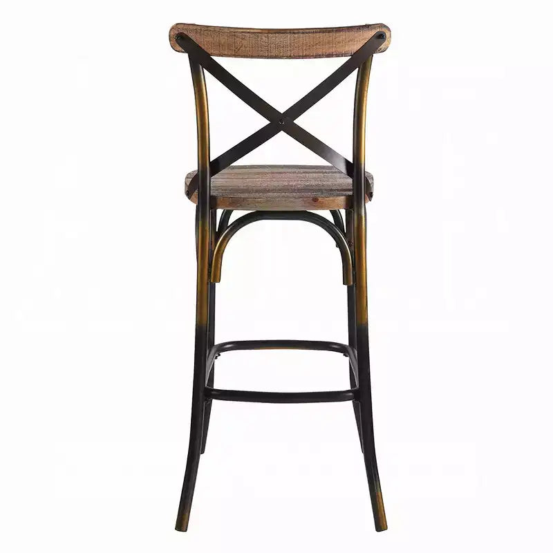 Chaise de bar en métal et bois avec dossier en X