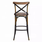 Chaise de bar en métal et bois avec dossier en X