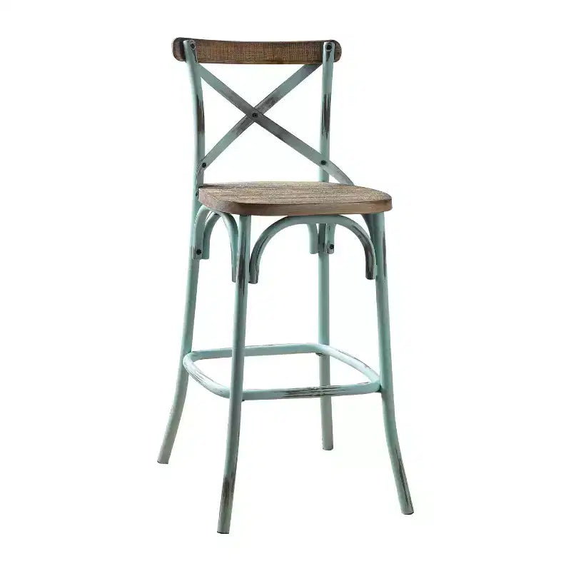 Chaise de bar en métal et bois avec dossier en X