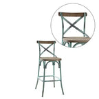 Chaise de bar en métal et bois avec dossier en X