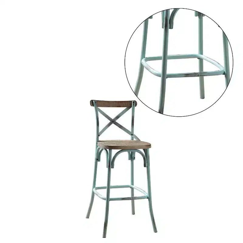 Chaise de bar en métal et bois avec dossier en X