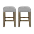 Simple Relax Set of 2 Square Counter Stools in Gray and Oak