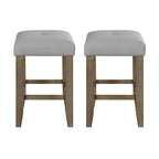Simple Relax Set of 2 Square Counter Stools in Gray and Oak