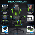 Fauteuil de massage et de jeu extra-large Hoffree, Fauteuil de bureau ergonomique pour PC avec repose-pieds et réglable
