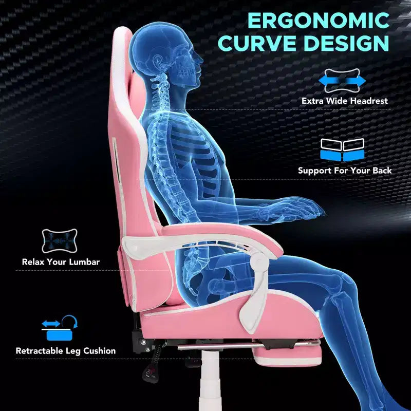Fauteuil de massage et de jeu extra-large Hoffree, Fauteuil de bureau ergonomique pour PC avec repose-pieds et réglable