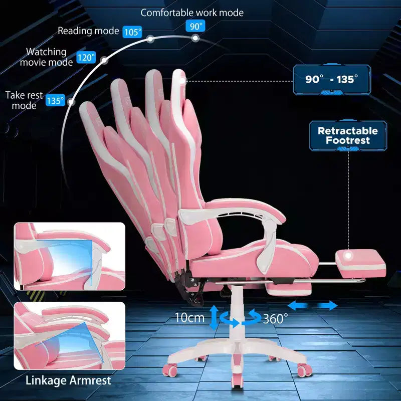 Fauteuil de massage et de jeu extra-large Hoffree, Fauteuil de bureau ergonomique pour PC avec repose-pieds et réglable