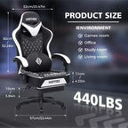 Fauteuil de jeu de massage en cuir Hoffree, chaise de bureau ergonomique pour PC avec repose-pieds et réglable