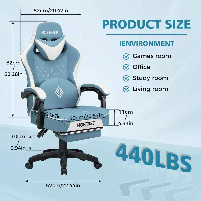 Fauteuil de jeu de massage en cuir Hoffree, chaise de bureau ergonomique pour PC avec repose-pieds et réglable