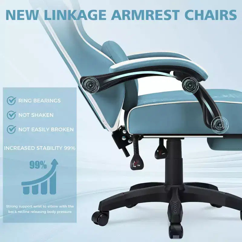 Fauteuil de jeu de massage en cuir Hoffree, chaise de bureau ergonomique pour PC avec repose-pieds et réglable