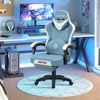 Fauteuil de jeu de massage en cuir Hoffree, chaise de bureau ergonomique pour PC avec repose-pieds et réglable