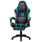 Chaise de jeu massante extra large Hoffree, chaise de bureau PC ergonomique avec haut-parleur Bluetooth et lumière RVB