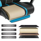 Chaise de jeu massante extra large Hoffree, chaise de bureau PC ergonomique avec haut-parleur Bluetooth et lumière RVB
