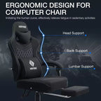 Chaise de jeu massante Hoffree en tissu respirant Chaise de bureau PC ergonomique avec repose-pieds et réglable