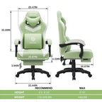 Chaise de jeu massante Hoffree en tissu respirant Chaise de bureau PC ergonomique avec repose-pieds et réglable