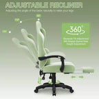 Chaise de jeu massante Hoffree en tissu respirant Chaise de bureau PC ergonomique avec repose-pieds et réglable
