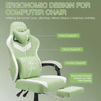 Chaise de jeu massante Hoffree en tissu respirant Chaise de bureau PC ergonomique avec repose-pieds et réglable