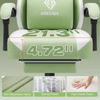 Chaise de jeu massante Hoffree en tissu respirant Chaise de bureau PC ergonomique avec repose-pieds et réglable