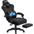 Chaise de jeu massante Hoffree en tissu respirant Chaise de bureau PC ergonomique avec repose-pieds et réglable