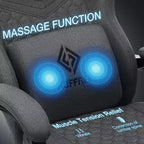 Hoffree Chaise de massage de jeu en tissu respirant Chaise de bureau PC ergonomique avec haut-parleur Bluetooth et repose-pieds