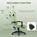 Hoffree Chaise de massage de jeu en tissu respirant Chaise de bureau PC ergonomique avec haut-parleur Bluetooth et repose-pieds