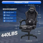 Fauteuil de bureau gaming en cuir Hoffree avec massage, ergonomique, et haut-parleur Bluetooth et repose-pieds