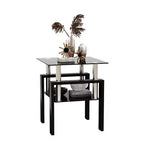 MAMAYEERTY Table d'appoint moderne en verre trempé, table d'appoint carrée pour salon chambre, noir
