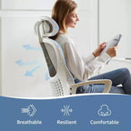 Chaise de jeu confortable : dossier haut, maillée, pivotante avec roulettes, appuie-tête réglable, soutien lombaire