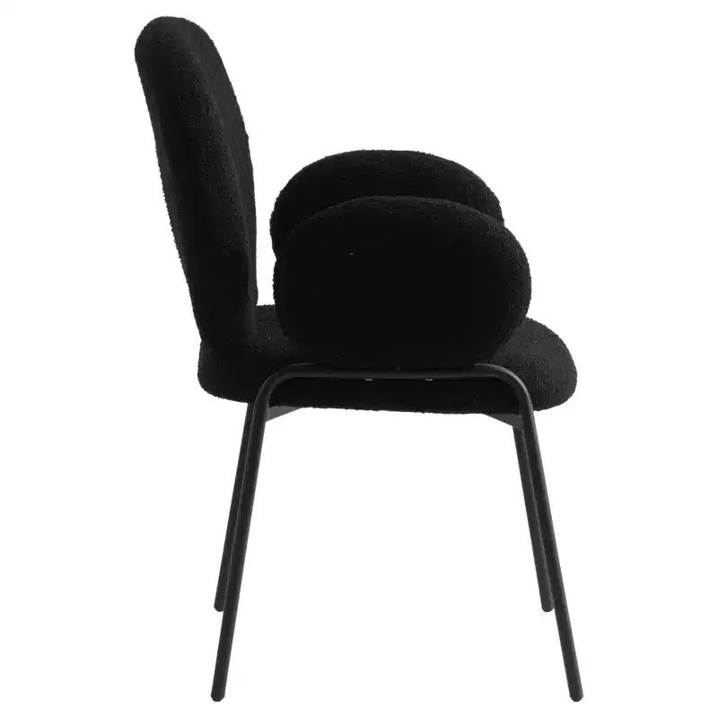 Chaises de salle à manger avec accoudoirs en Boucle Série Céleste LeisureMod avec cadre noir, lot de 2, confortables, élégantes, accent moderne pour salles à manger et cuisines