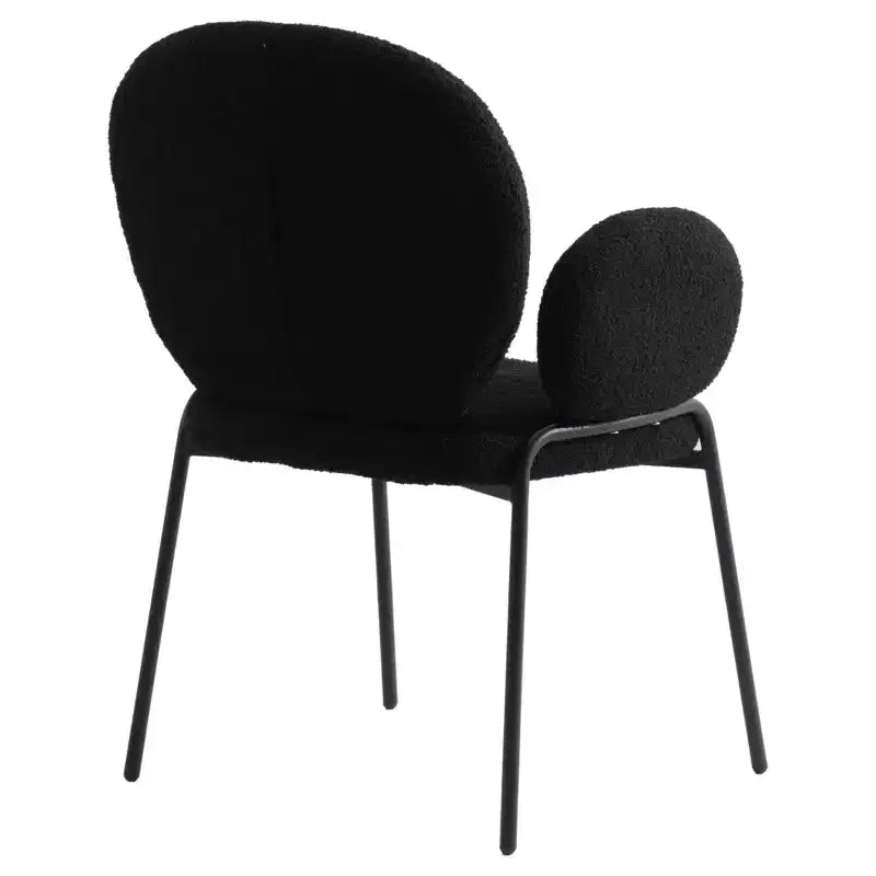 Chaises de salle à manger avec accoudoirs en Boucle Série Céleste LeisureMod avec cadre noir, lot de 2, confortables, élégantes, accent moderne pour salles à manger et cuisines