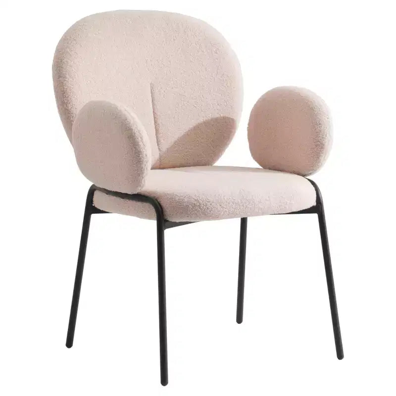 Chaises de salle à manger avec accoudoirs en Boucle Série Céleste LeisureMod avec cadre noir, lot de 2, confortables, élégantes, accent moderne pour salles à manger et cuisines