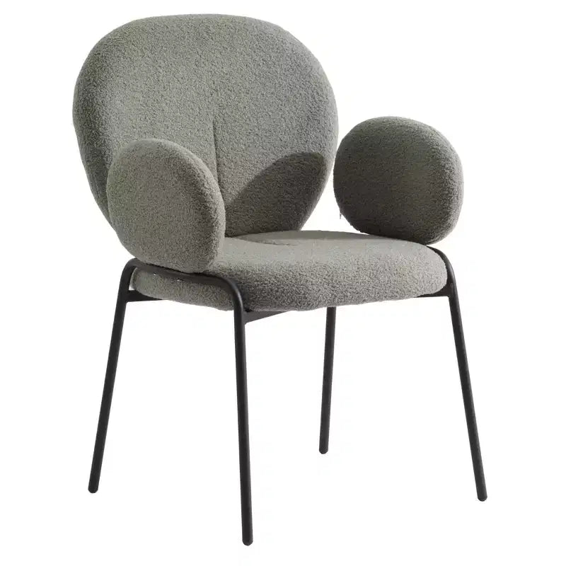 Chaises de salle à manger avec accoudoirs en Boucle Série Céleste LeisureMod avec cadre noir, lot de 2, confortables, élégantes, accent moderne pour salles à manger et cuisines