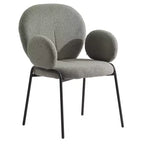 Chaises de salle à manger avec accoudoirs en Boucle Série Céleste LeisureMod avec cadre noir, lot de 2, confortables, élégantes, accent moderne pour salles à manger et cuisines