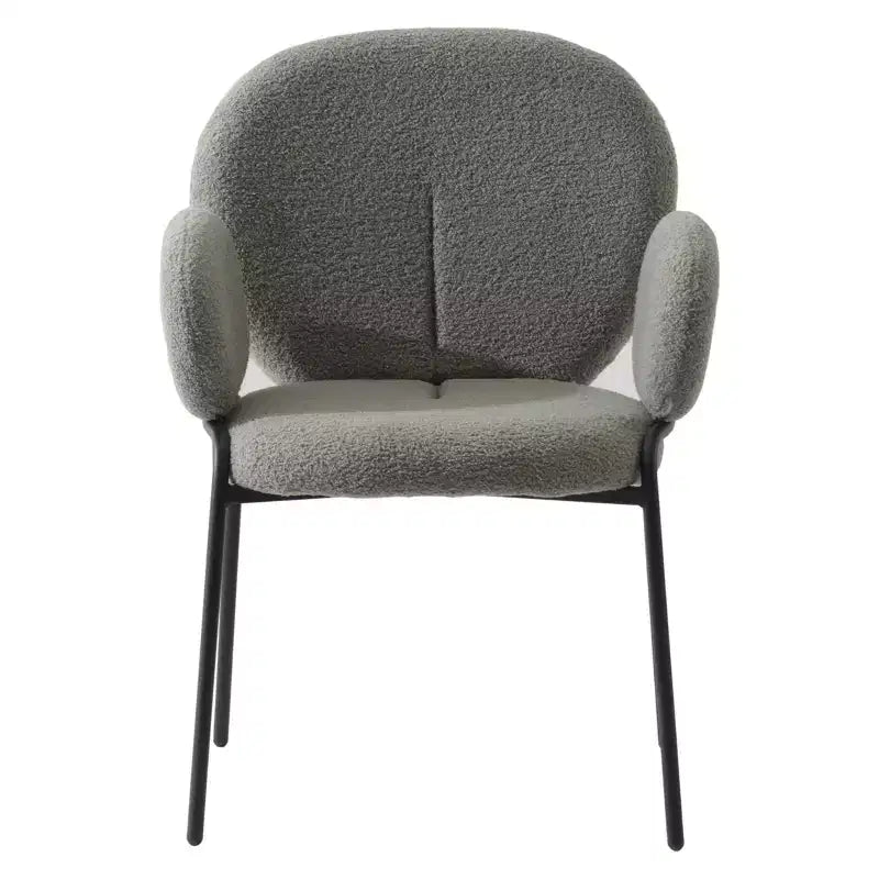 Chaises de salle à manger avec accoudoirs en Boucle Série Céleste LeisureMod avec cadre noir, lot de 2, confortables, élégantes, accent moderne pour salles à manger et cuisines