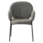 Chaises de salle à manger avec accoudoirs en Boucle Série Céleste LeisureMod avec cadre noir, lot de 2, confortables, élégantes, accent moderne pour salles à manger et cuisines
