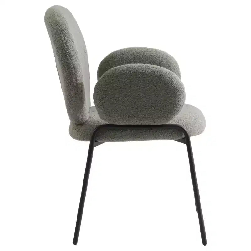 Chaises de salle à manger avec accoudoirs en Boucle Série Céleste LeisureMod avec cadre noir, lot de 2, confortables, élégantes, accent moderne pour salles à manger et cuisines