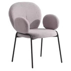 Chaises de salle à manger avec accoudoirs en Boucle Série Céleste LeisureMod avec cadre noir, lot de 2, confortables, élégantes, accent moderne pour salles à manger et cuisines