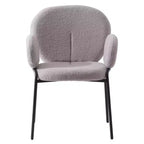 Chaises de salle à manger avec accoudoirs en Boucle Série Céleste LeisureMod avec cadre noir, lot de 2, confortables, élégantes, accent moderne pour salles à manger et cuisines